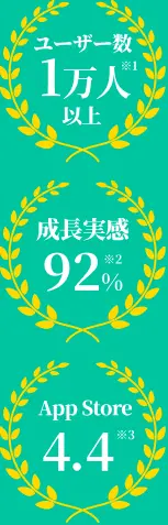 ユーザー数1万人以上、成長実感92%、App Store 4.4
